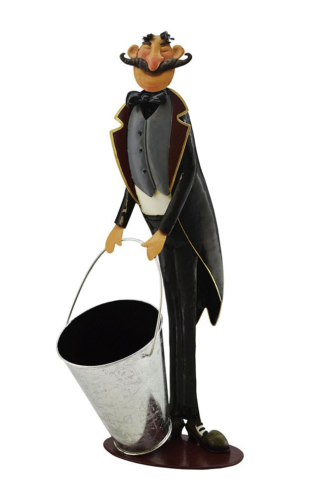(D) Metal Waiter with Large Pale Figurine 25 x 10, Housewarming Gift