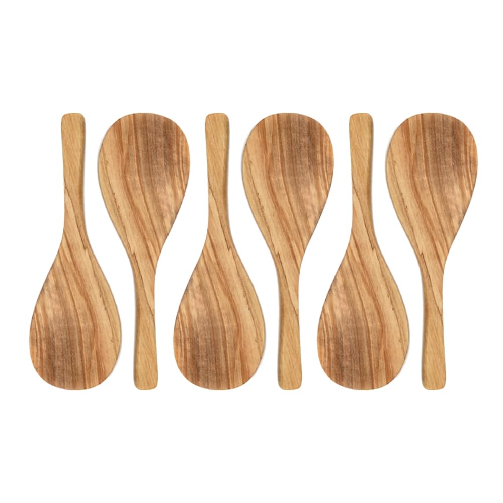 (D) Olive Wood Serving Spoon Rice Paddle Set, Grain Spoon Set of 6 or 12