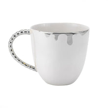 Gifts Plaza Royalty Porcelain Fluid Design Coffee Tea Mugs 2 pc, Modern Mugs Design (Silver)