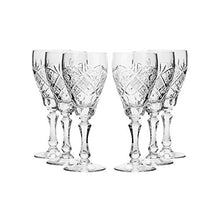 Set of 6 Neman Glassworks, 7.7-Oz Hand Made Vintage Russian Crystal Wine Glasses, Classic Wine Goblets Old-fashioned Glassware