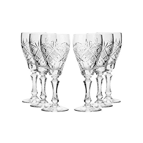 Set of 6 Vintage Crystal Classic Tulip Style Wine Glasses on a Stem 7.7 oz