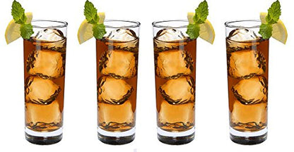 SET of 4-c Luminarc 'Tube' 10 Oz Crystal-Clear Tumblers Water, Soda, Glasses
