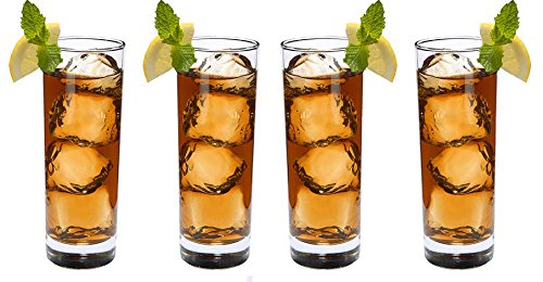 SET of 4-c Luminarc 'Tube' 10 Oz Crystal-Clear Tumblers Water, Soda, Glasses