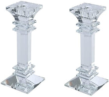 (D) Judaica Set of 2 Crystal Taper Candleholder Clear Modern (7,8'')
