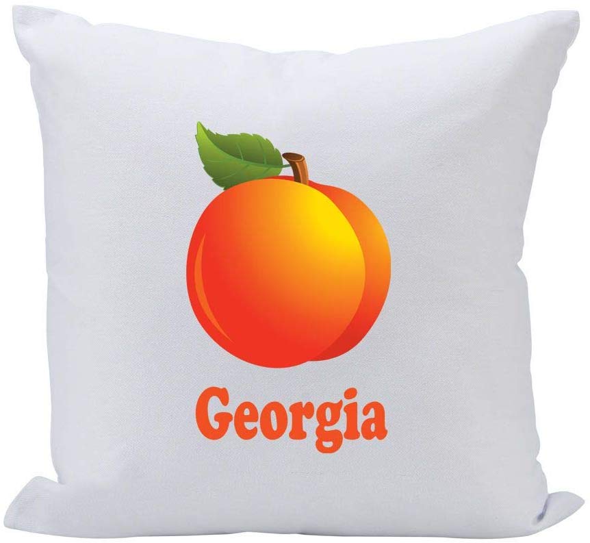 (D) Sofa Throw Pillow, White with an Orange and Georgia Title 16'', Home Decor