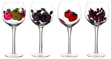 (D) Decorated Wine Stem Glasses 4-pc Set 8.5 Inches, Modern Style Glassware