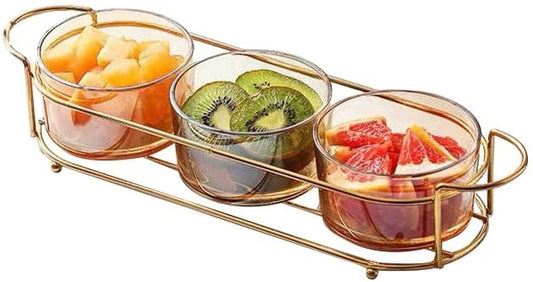 (D) Judaica Elaborate Dip Bowl Set with Tray Serving Table Bowls