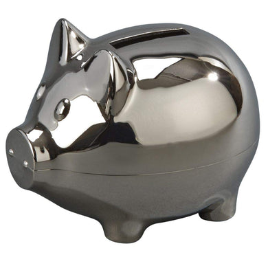 (D) Gifts for Men who Have Everything, Piggy Bank, Silver Pig (Polished)