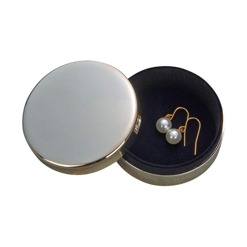 (D) Round Stainless Steel Jewelry Box for Women Silver Storage Box for Trinkets