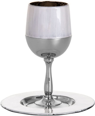 (D) Judaica Kiddush Cup Silver Plated Shabbat and Havdalah Goblet