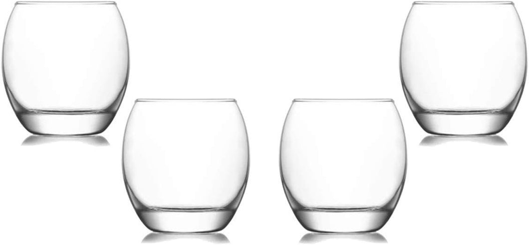 Empire Rocks Stemless Glasses Set 13.75 Oz, Modern Clear Glassware Set of (4)