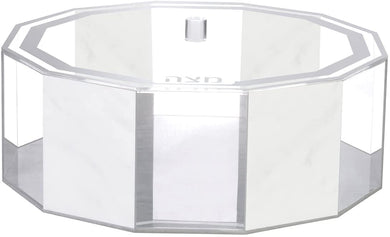 (D) Judaica Lucite Matzah Box Holder Hexagon White Marble with Lid for Passover