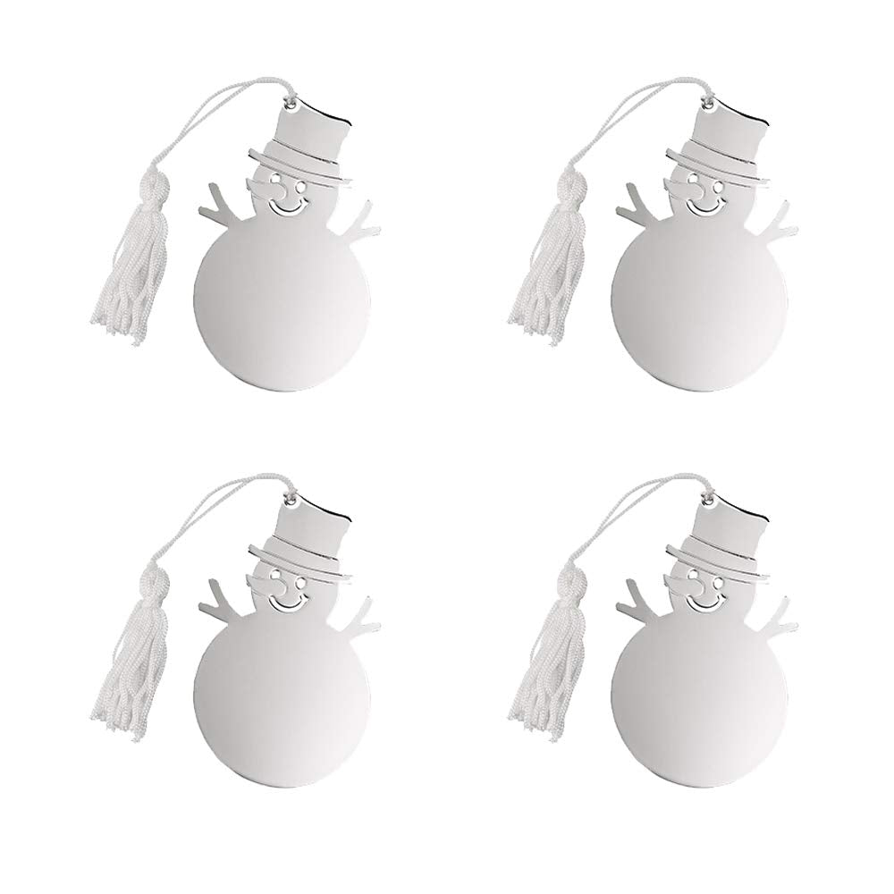 (D) Holiday Ornament, 4-pc Silver Cutouts Christmas Tree Decoration (Snowman)