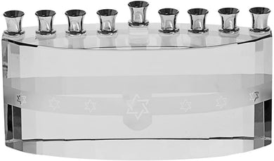 (D) Judaica Crystal Menorah with Star of David Hanukkah Holiday Decor 6.25''