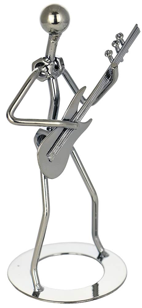 (D) Metal Guitar Player Decorative Figurine 7 Inch, Gift for Musician