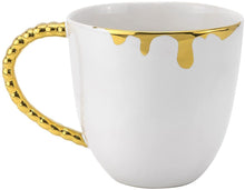 Royalty Porcelain Fluid Design Coffee Tea Mugs 2 pc, Modern Mugs Design (Gold)