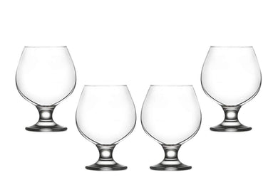 Misket Brandy Stemmed Glasses Set 13.5 Oz, Modern Crystal Clear Glassware (4)