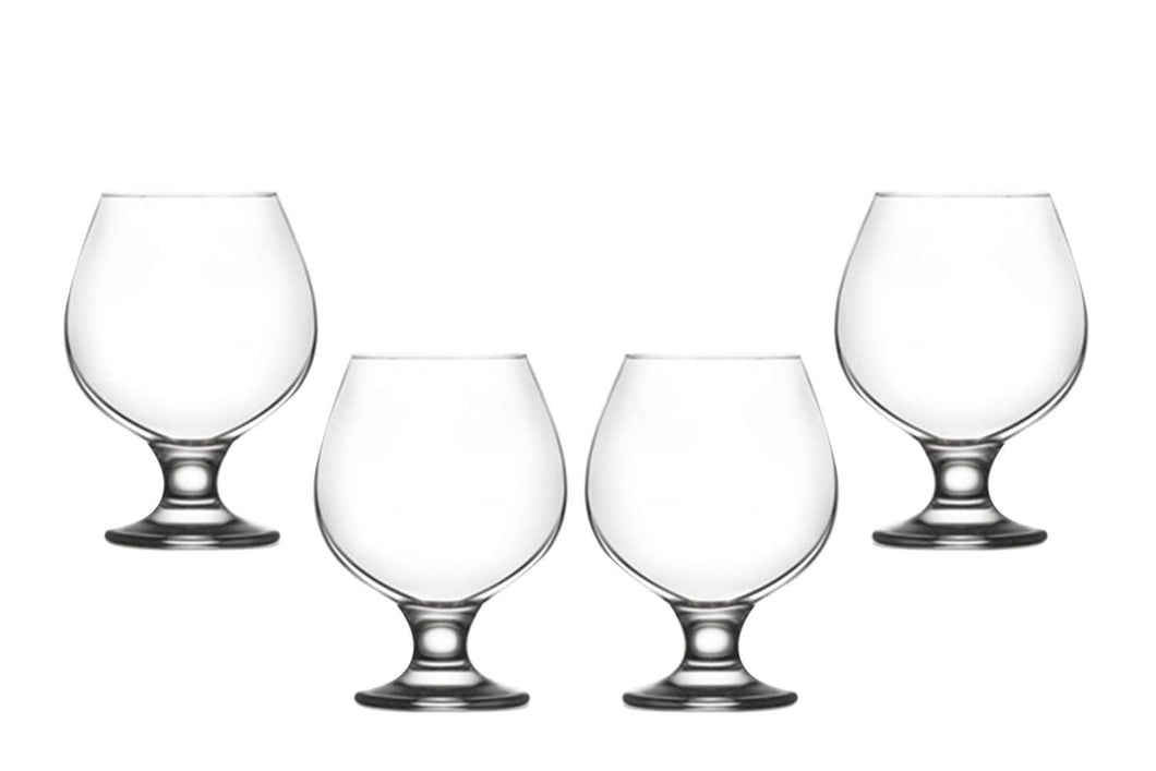 Misket Brandy Stemmed Glasses Set 13.5 Oz, Modern Crystal Clear Glassware (4)
