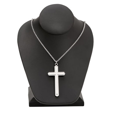 (D) Big Stainless Steel Cross, Silver Necklace Metal Chain Jewelry