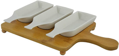 (D) Food Display Bowl, Three Ceramic Fruit Dish, Dessert Appetizer Serving Tray