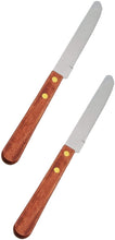 Stainless Steel 4" Blade Round Tip Steak Knife, Wooden Handle Knives Set (2 PC)