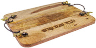 (D) Judaica Mango Wood Challah Board with Pomegranate Design Handles
