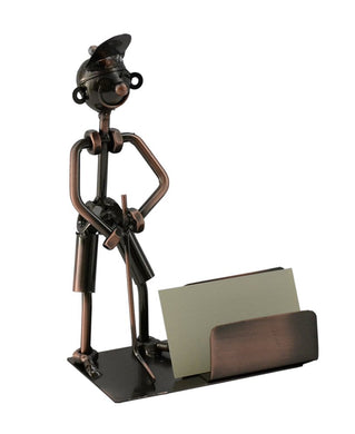 (D) Metal Golfer Business Card Holder for Desk Industrial Style