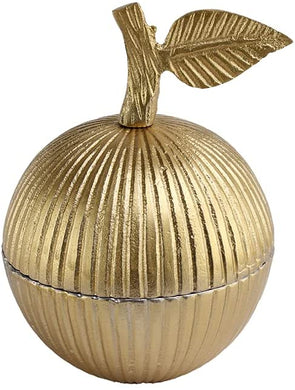 (D) Judaica Aluminum Apple Shape Honey Dish Small (Gold)