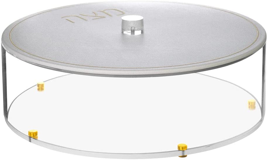 (D) Judaica Lucite Matzah Box with Leatherette Cover 13.75