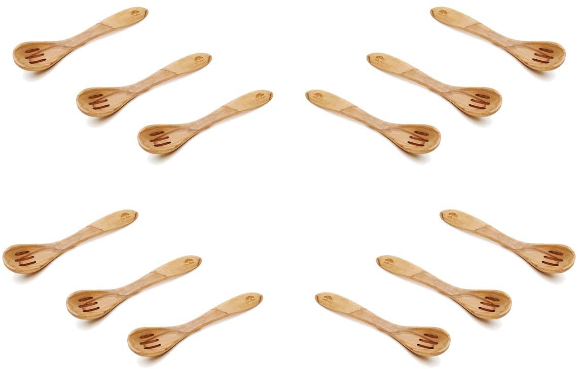 (D) Berard French Olive Curved Spoon, Vintage Hand Made Cooking Spoon (12 PC)