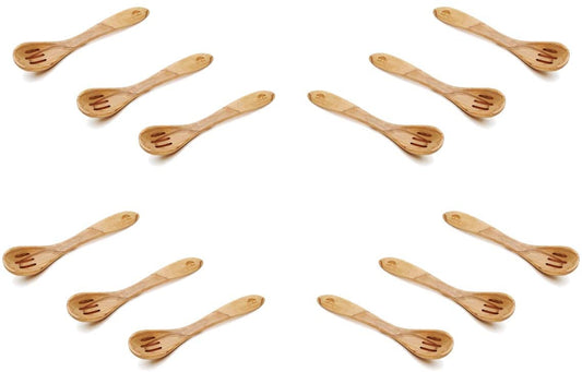 (D) Berard French Olive Curved Spoon, Vintage Hand Made Cooking Spoon (12 PC)