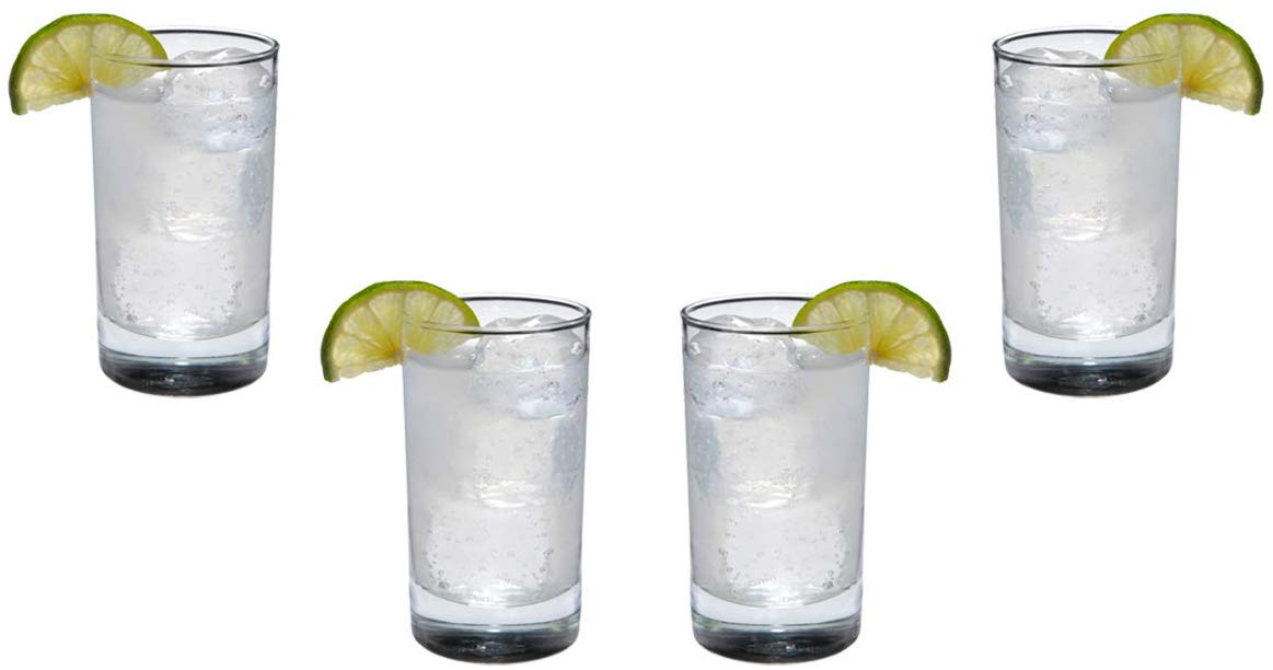 Lexington Rocks Stemless Juice Glasses 9 Oz, Modern Clear Glassware Set of (4)