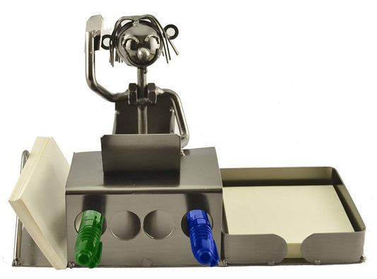 (D) Metal Office Worker Card Holder, Pen Holder, Memo Pad Holder for Desk