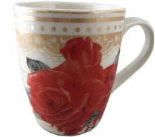 (D) Royalty Porcelain Floral Tea Coffee 4pc Mugs Set Floral (Rose)