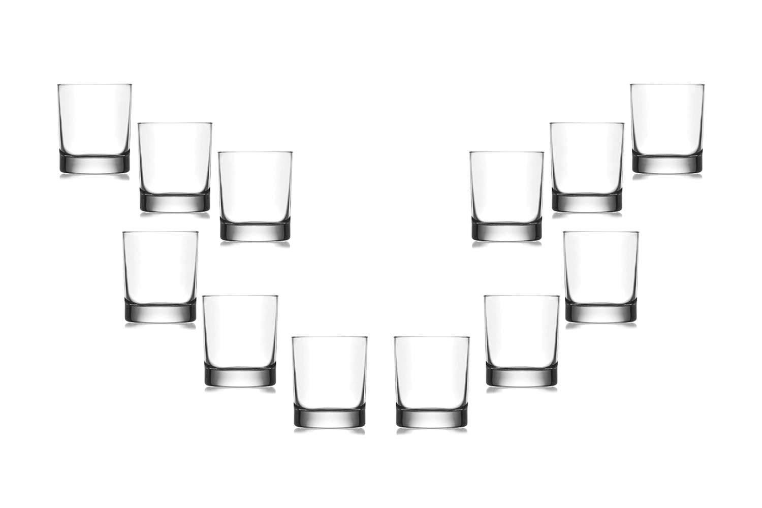 Ada Rocks Stemless Juice Glasses 10.25 Oz, Modern Clear Glassware Set of (12)