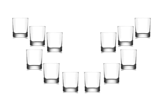 Ada Rocks Stemless Juice Glasses 10.25 Oz, Modern Clear Glassware Set of (12)