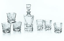 Denizli Set of 21 Oz. Clear High Grade Glass Decanter and Six 7.77 Oz. Whisky Glasses