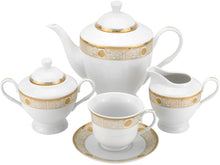 Royalty Porcelain 57-pc Dilagio Dinner Set, Luxury Porcelain 24K Gold