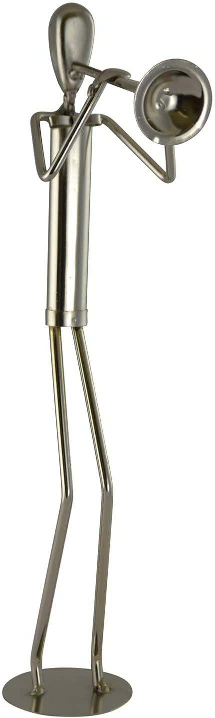 (D) Metal Musician Sculpture Statue Collectible Figurine Gift (Trumpet Player)