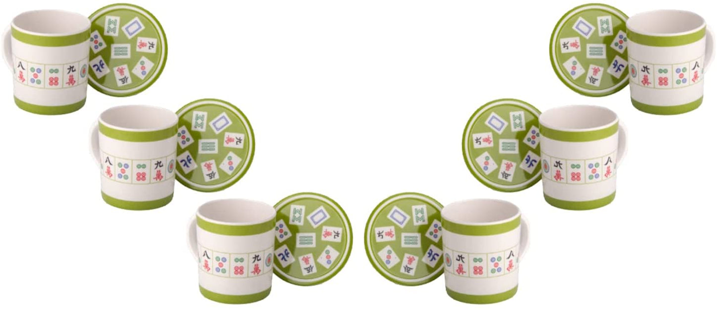 (D) Judaica Mah Jongg Mug and Coaster in Melamine 3.5x3'' Set of 6
