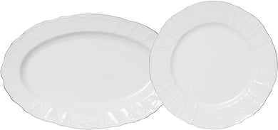 Royalty Porcelain 2-pc Serving Plates, Bone China Porcelain (Platinum)