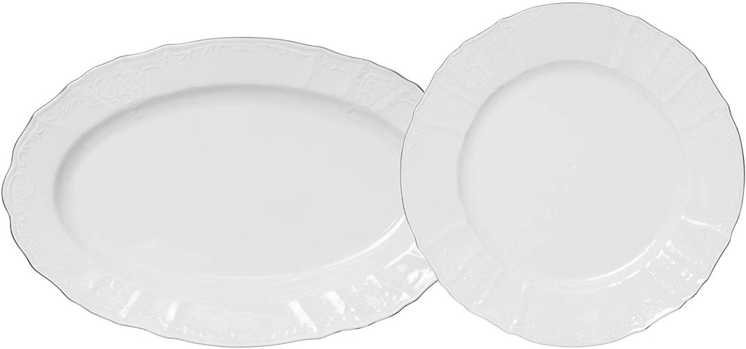 Royalty Porcelain 2-pc Serving Plates, Bone China Porcelain (Platinum)