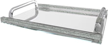 (D) Judaica Crystal Mirror Tray with Handles for Coffee Table 16.5" (White)