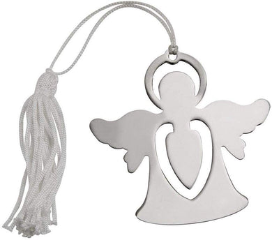 (D) Angel Shaped Silver Metallic Bookmark with White Tassel for Students 2.5 Inch
