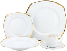 Royalty Porcelain 20-pc Bone China Dinner Set White with Gold Decor