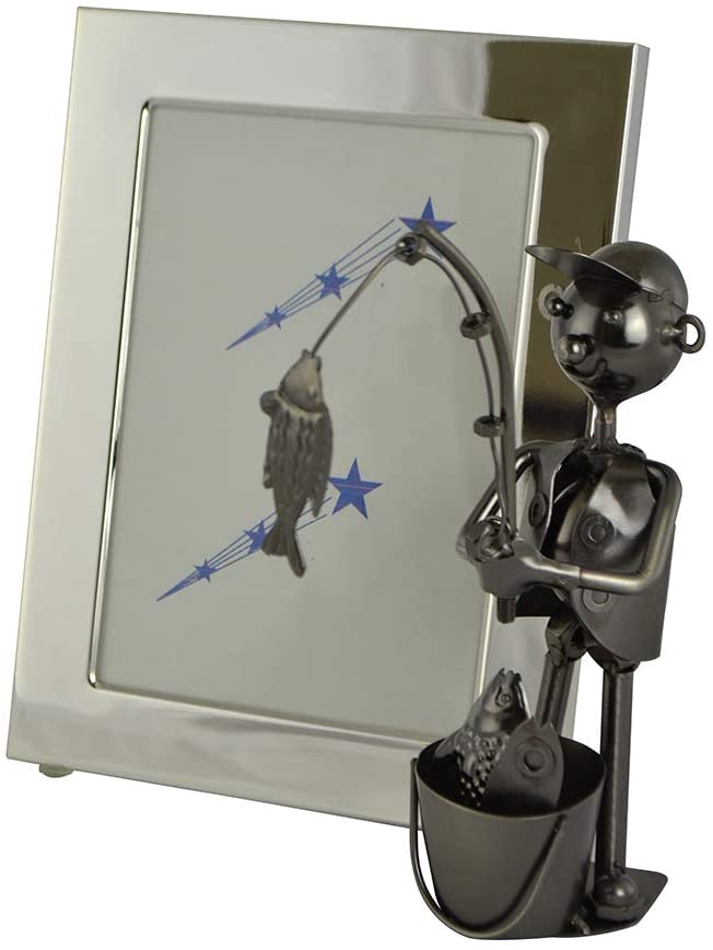 (D) Metal Silver Photo Frame Gift for Collogue (Fisherman)