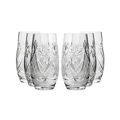 Set of 6 Neman Glassworks, 10-Oz Hand Made Vintage Russian Crystal Glasses, Highball Beverage Old-fashioned Glassware