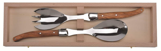 (D) Laguiole Flatware French Hand Made Salad Set in a Clasp Box, Vintage