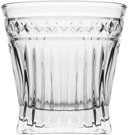 (D) Crystal Decanter Line Design Set with 6 Cups Clear 16.9 Oz