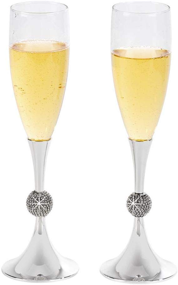 (D) Champagne Wedding Glasses, Set of 2 Toasting Flutes, Gift Sets For Couples